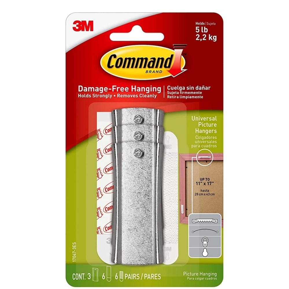 Command Large Universal Frame Hanger, 3-Hangers, 6-Strips, 6-Frame Stable Strips